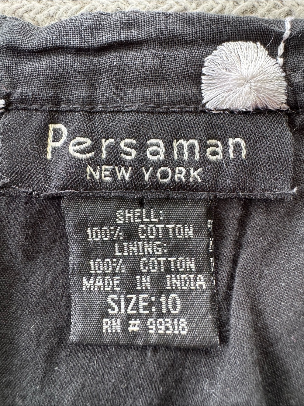 Vintage 90s Y2K Persaman Black Midi Skirt with White Daisy Embroidery Sz 10 - Picture 5 of 9